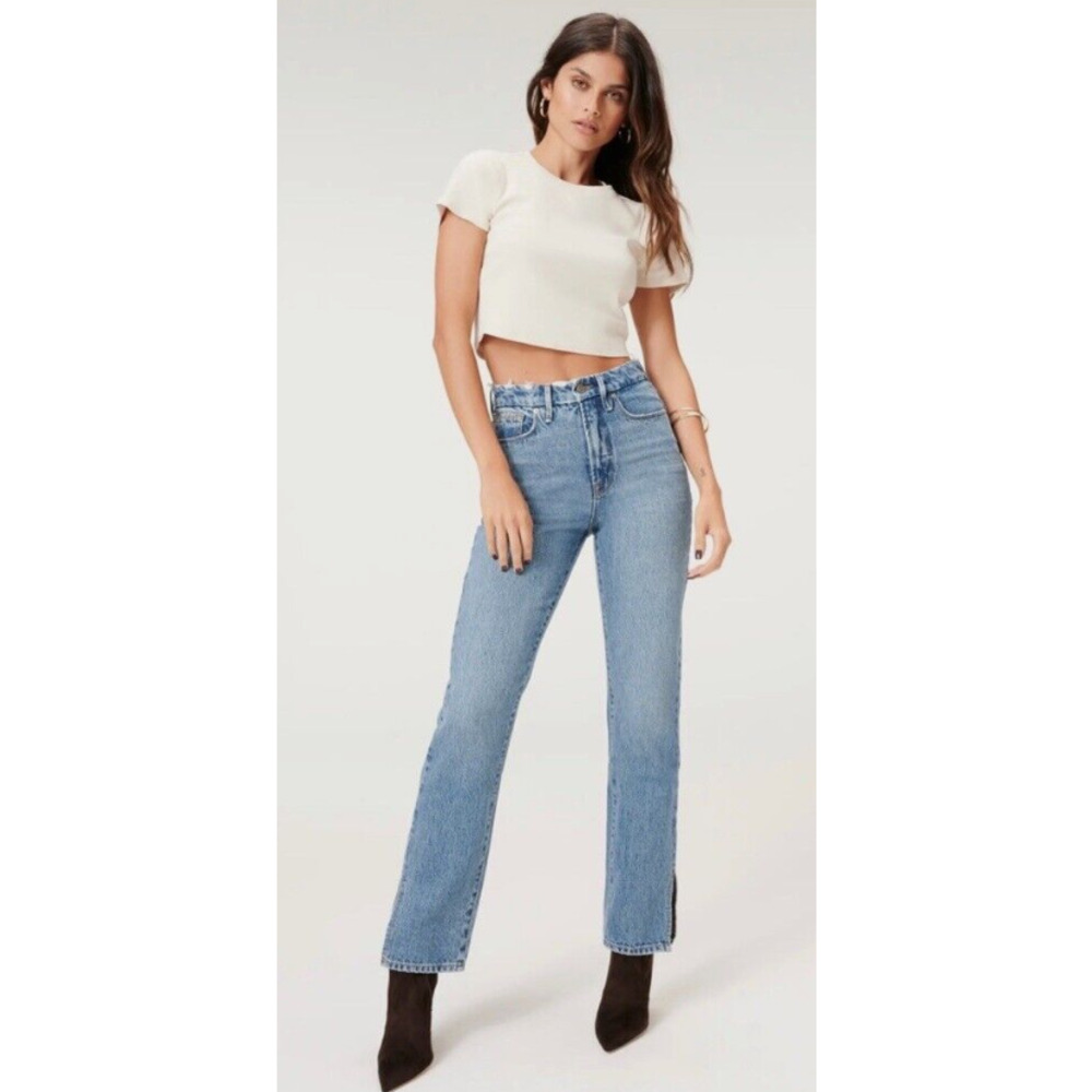 NEW Good American Good Boy Straight Leg High Rise Blue 941 Jeans